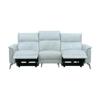 3-SITZER Sofa Borea Echtleder mit 2 x Relaxfunktion Weiß - Weiß, Leder/Metall (220/102/98cm)