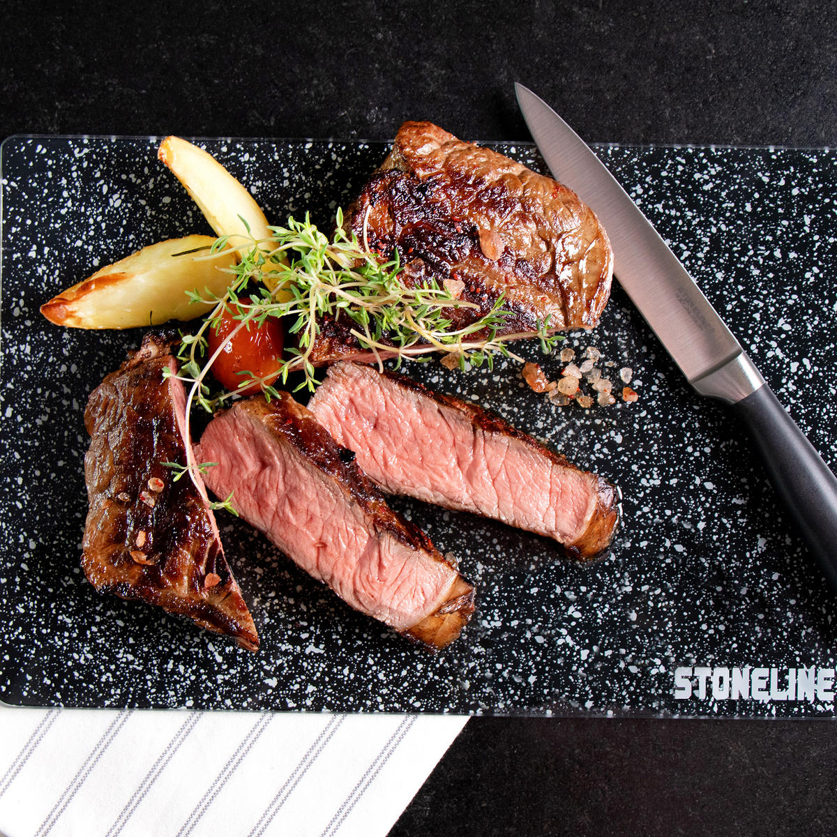 GLAS SCHNEIDBRETTER SET 4-TEILIG - Schwarz, Glas (17/27cm) - Stoneline