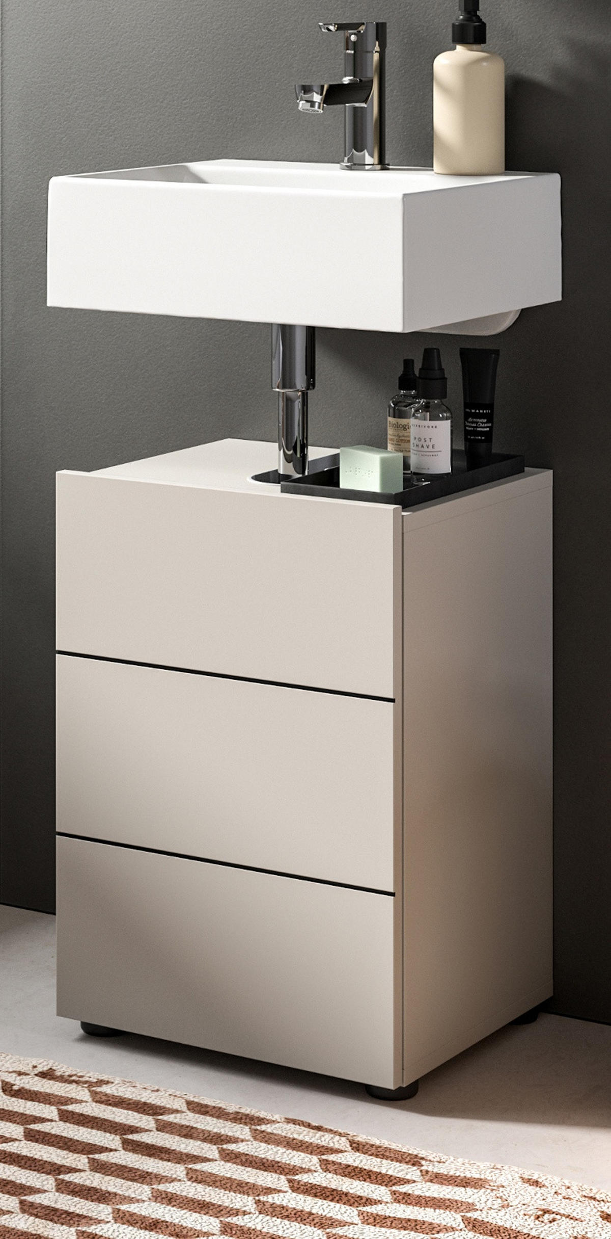 WASCHBECKENUNTERSCHRANK Kaschmir, Badezimmer Unterschrank 38 x 56 cm - Kaschmir/Schwarz, Holzwerkstoff/Kunststoff (38/56/34cm) - Inn.Furn