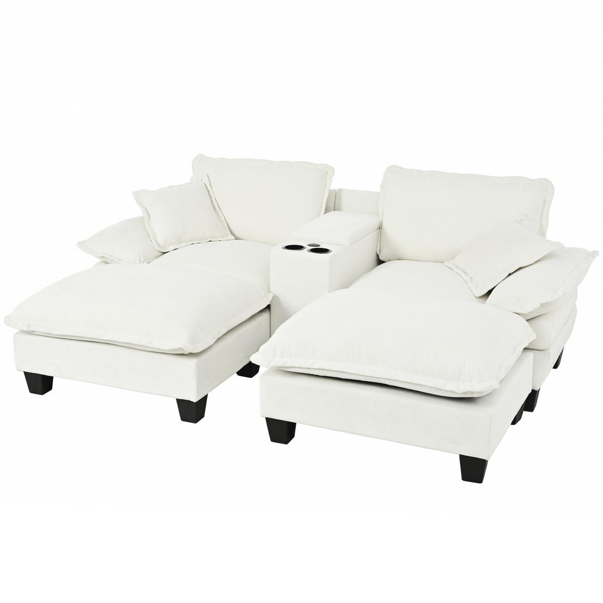 ECKSOFA 224/151/90 cm Beige aus Chenille mit USB und Stauraum - Beige, Textil (151/224cm) - OKWISH