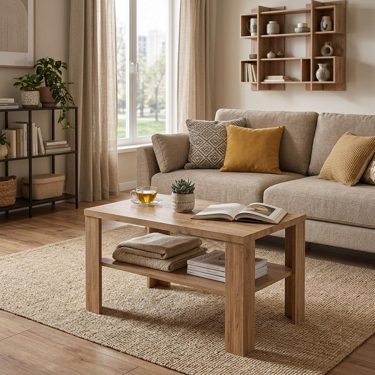 COUCHTISCH Antica New AN-14 90 x 60 x 59 cm Kraft Gold - Wildeiche, Holzwerkstoff (60/90/59cm) - Koseto