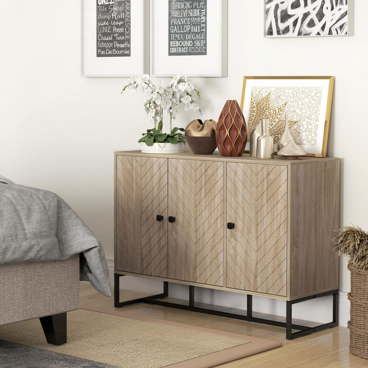 SIDEBOARD Eiche-Optik, 2 Türen, 108/40/80 cm - Eichefarben, Holz (108/80/40cm) - PANGIVO