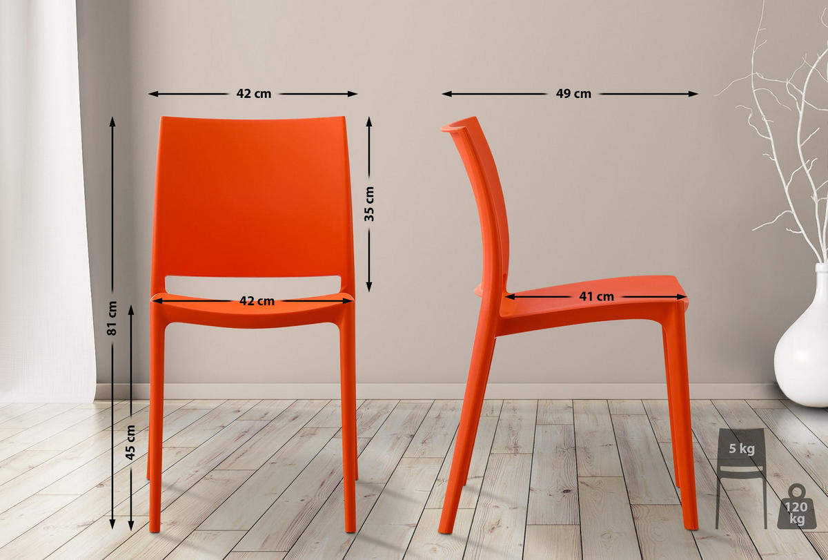 STUHL Merle orange - Orange, Kunststoff (42/81/49cm) - TPFGarden