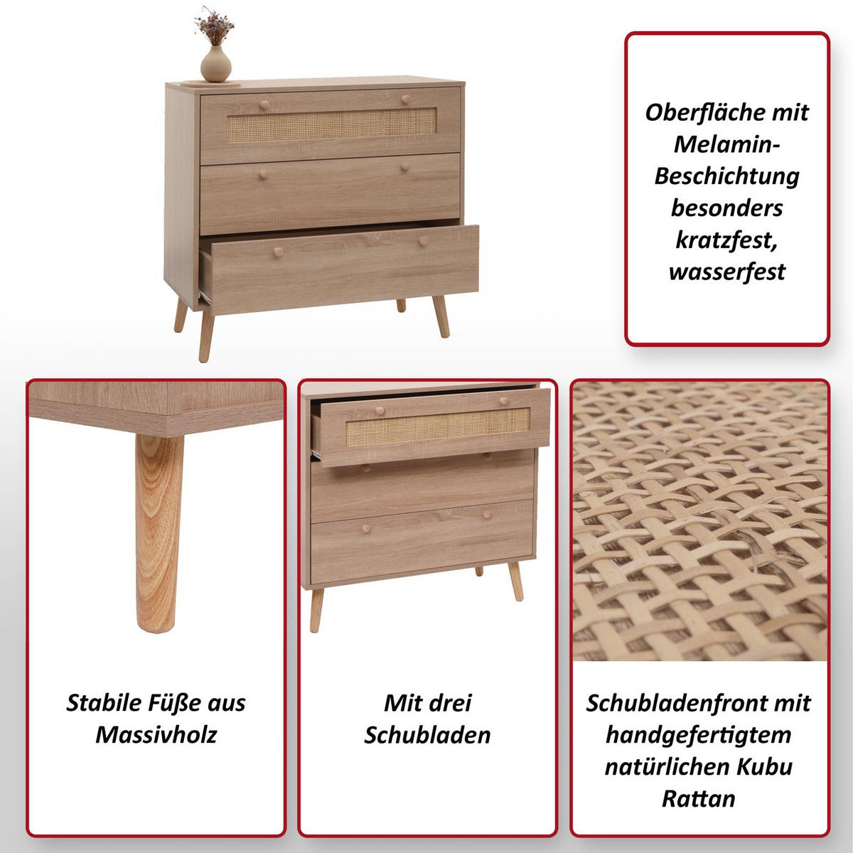 SCHUBLADENKOMMODE Braun - Braun, Holzwerkstoff (80/78/39cm) - MCW