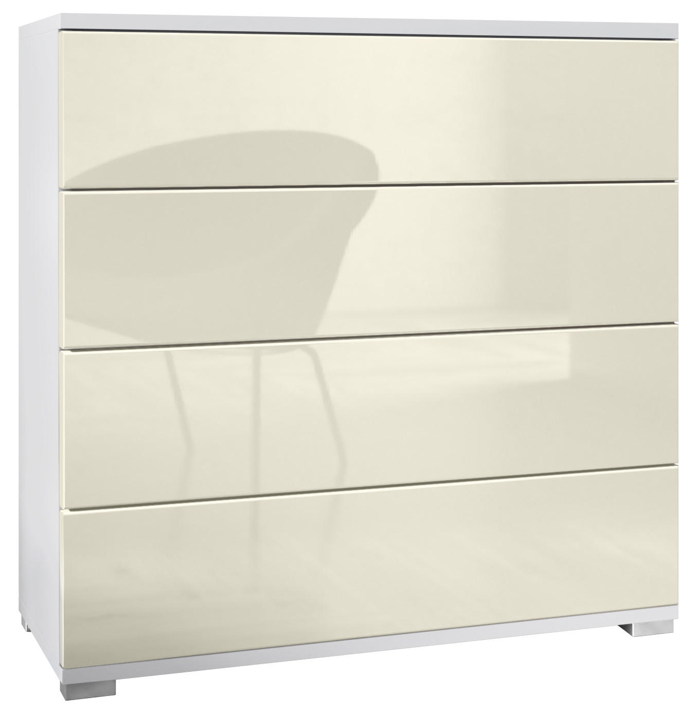KOMMODE Pavos Creme Hochglanz - Creme, Holzwerkstoff (76/76/35cm) - Vladon