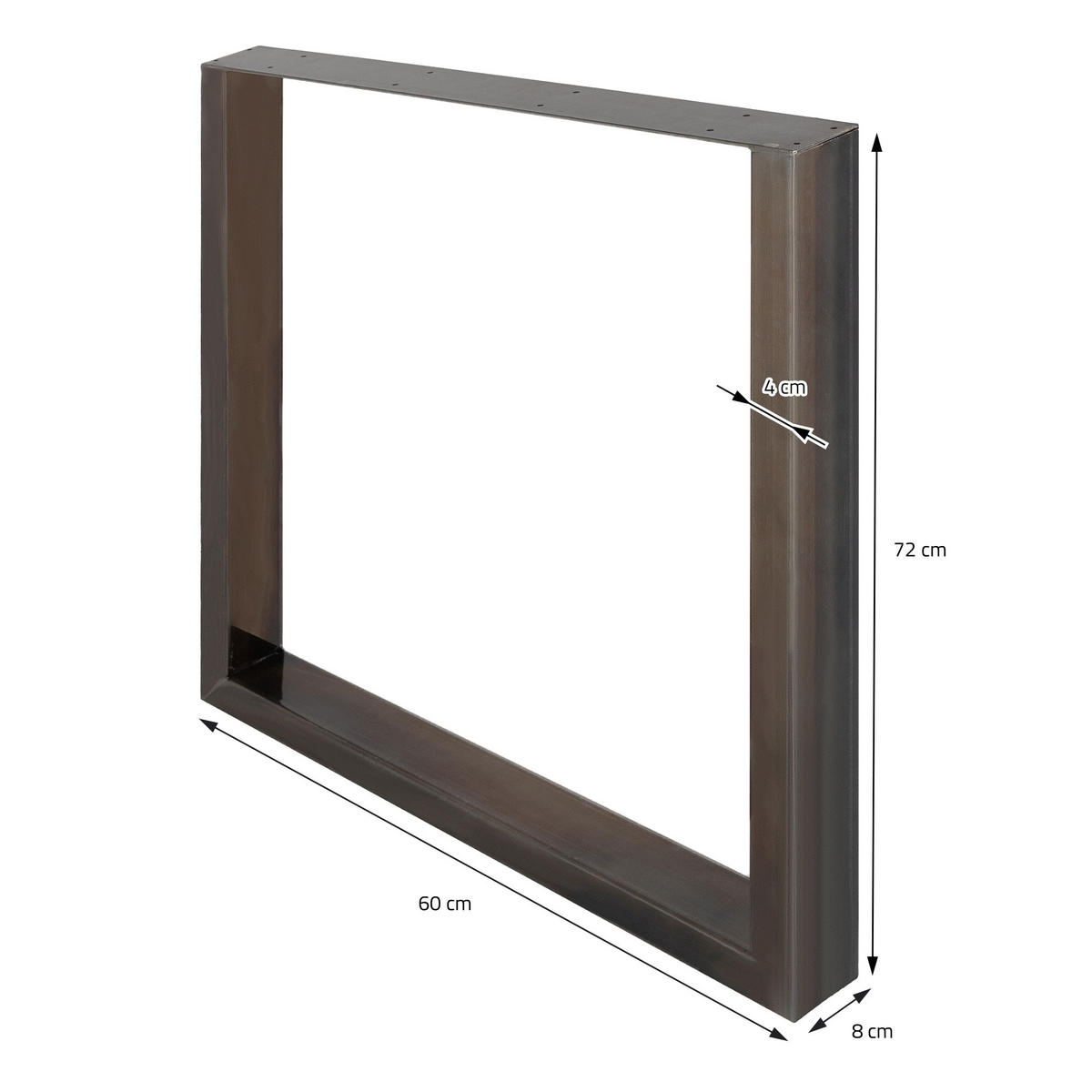 TISCHBEINE 2er Set 60 x 72 cm Dunkelgrau - Graubraun, Metall (60/8/72cm) - ECD-Germany