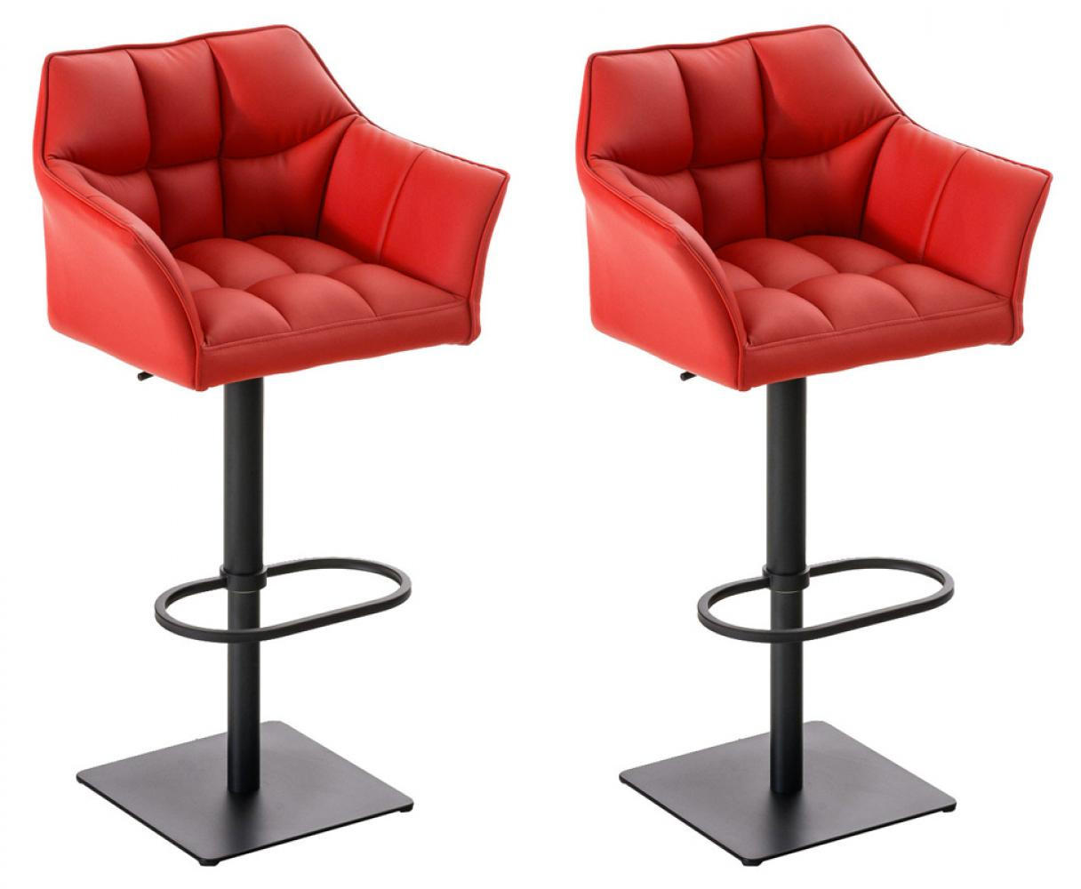 BARHOCKER 2er Set Lederlook Rot - Rot/Schwarz, Textil/Metall (64/88/45cm) - CLP