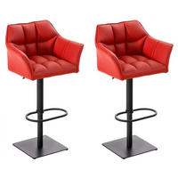 BARHOCKER 2er Set Lederlook Rot - Rot/Schwarz, Textil/Metall (64/88/45cm) - CLP