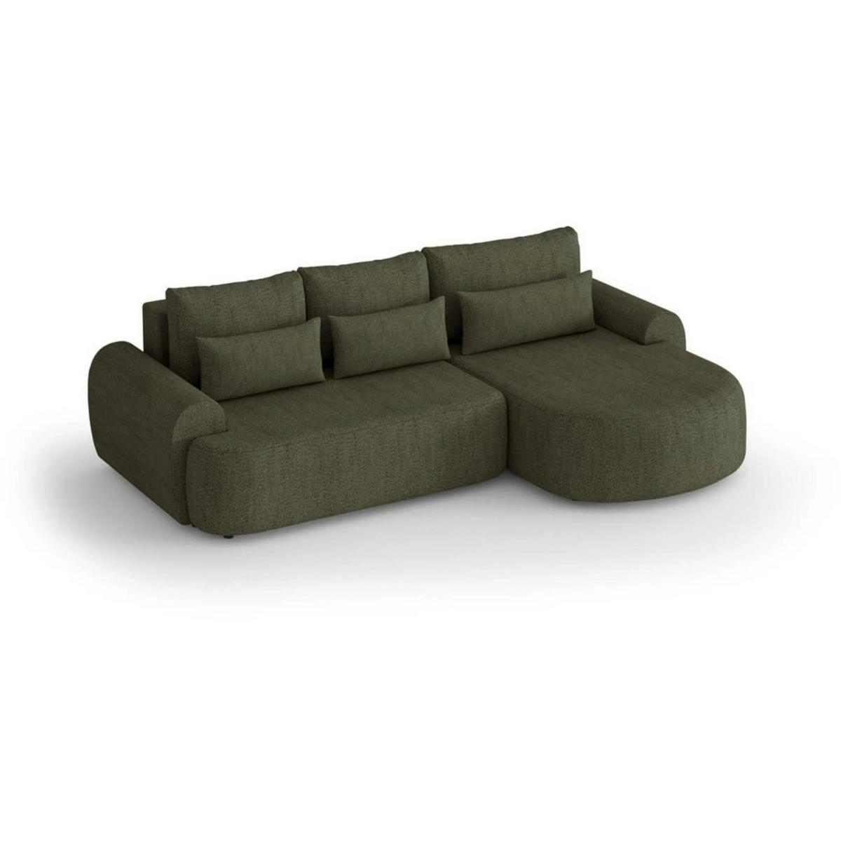 ECKSCHLAFSOFA Olivio L Olivgrün - Schwarz/Olivgrün, Kunststoff/Textil (266/170cm) - Beautysofa