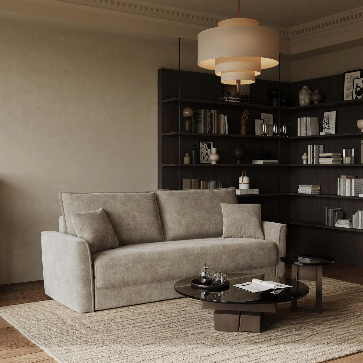 SCHLAFSOFA GERADE Rastergewebe Taupe 180cm - Taupe, Textil (180/97/93.5cm) - Sia Home