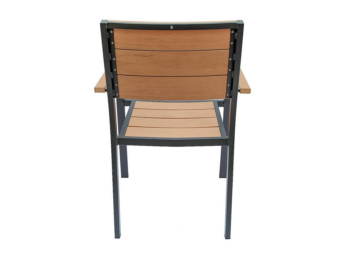 GARTENSTUHL - 56cm x 60cm - Aluminium - anthrazitgrau, naturfarben hell - NYROS - Anthrazit, Metall (56/85/60cm) - Vente-Unique