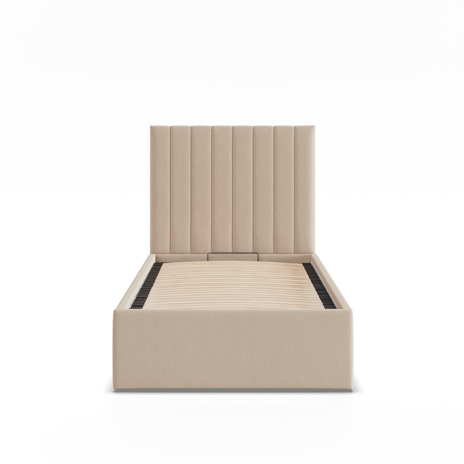 POLSTERBETT MIT KOPFTEIL 90x200 mit Bettkasten POLLA, Beige - Beige, Textil (90/200cm) - Mebligo