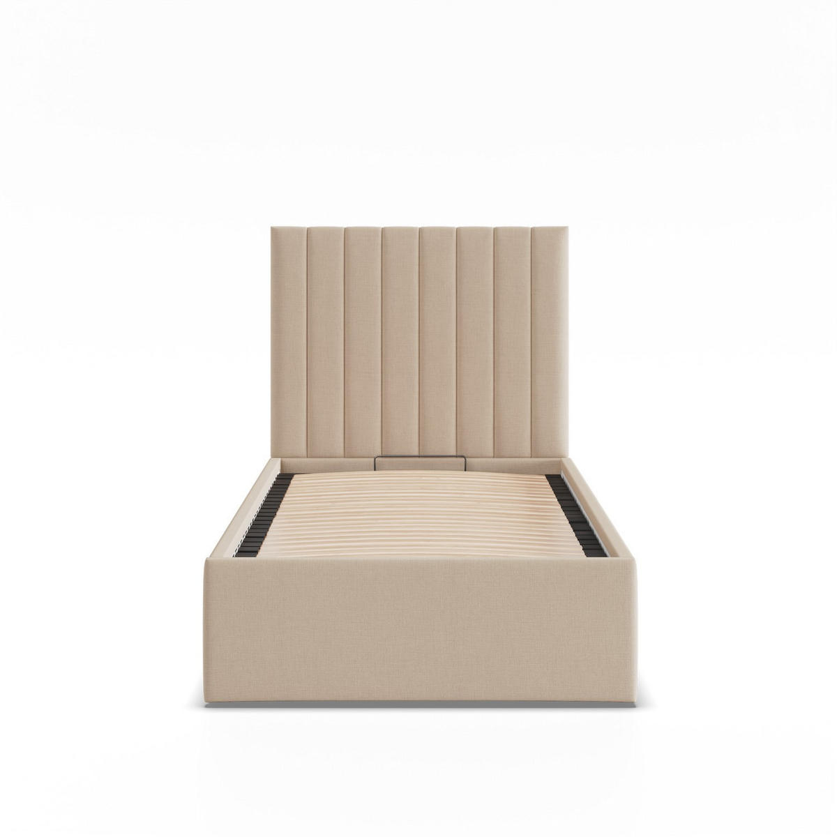 POLSTERBETT MIT KOPFTEIL 90x200 mit Bettkasten POLLA, Beige - Beige, Textil (90/200cm) - Mebligo