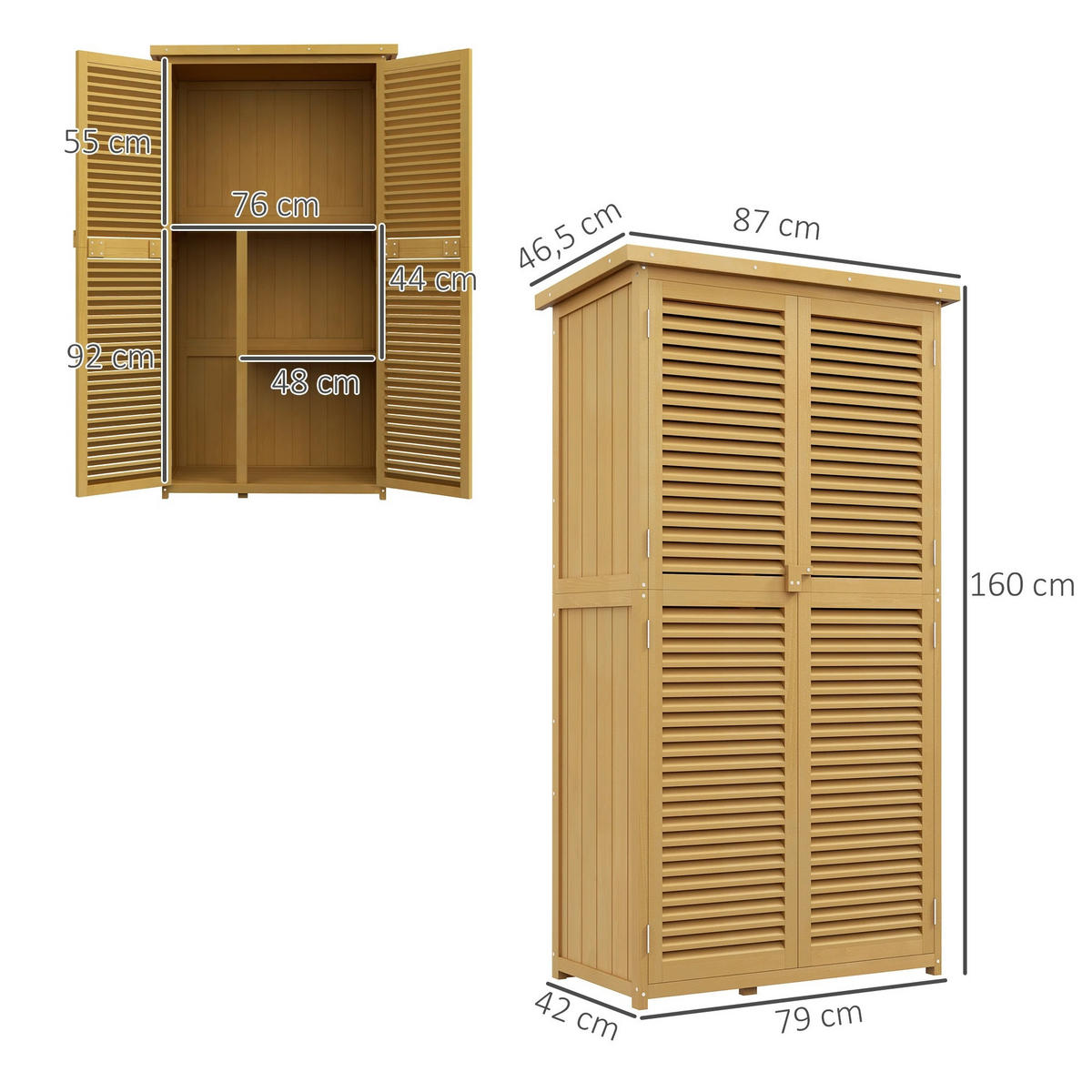 GARTENSCHRANK Holz, 4 Fächer, mit Asphaltdach, hellgelb - Gelb, Holz (87/160/46.5cm) - Kaket