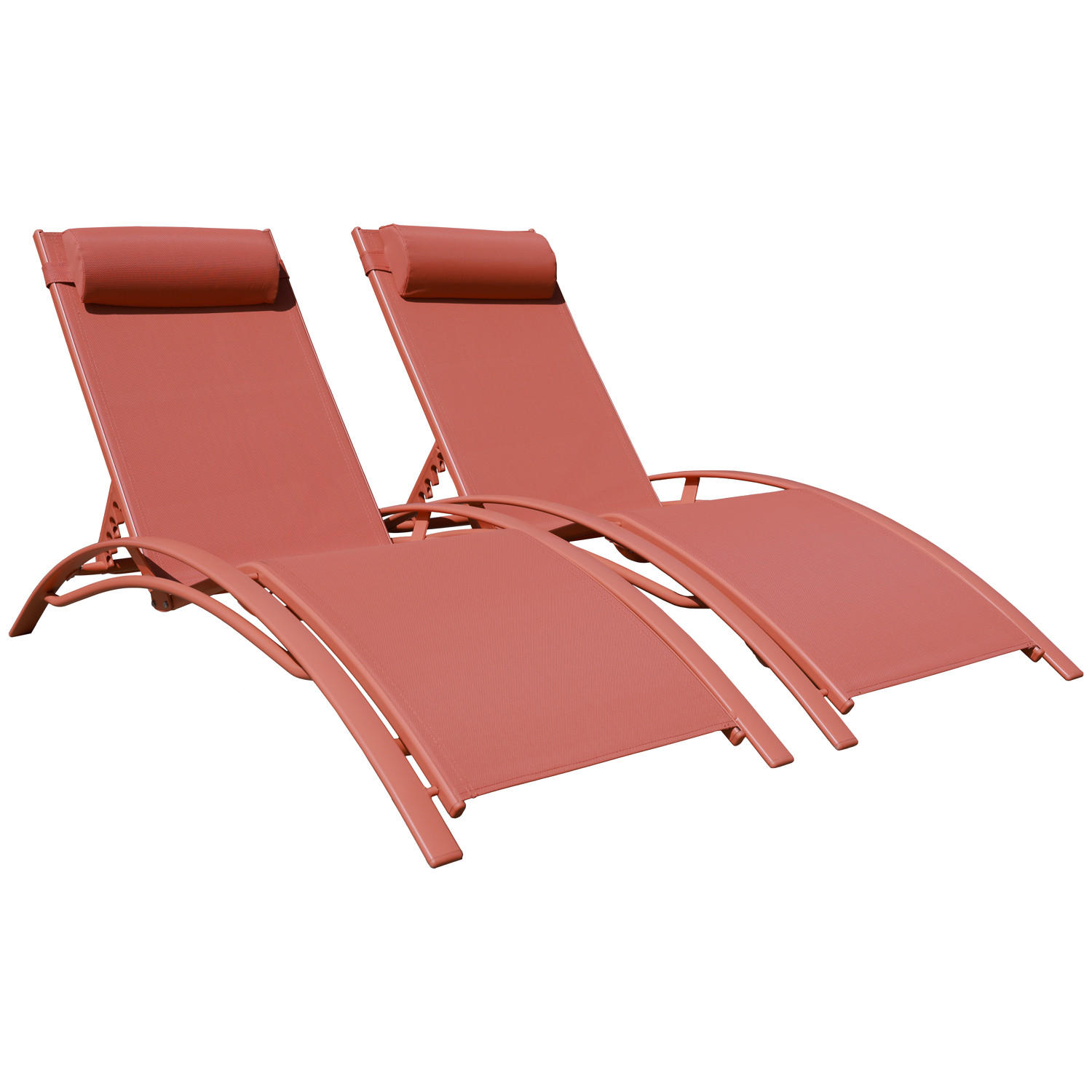 SONNENLIEGEN Galapagos Terracotta und Terracotta 2er-Set - Orange, Metall (63/82/173.5cm) - Happy Garden