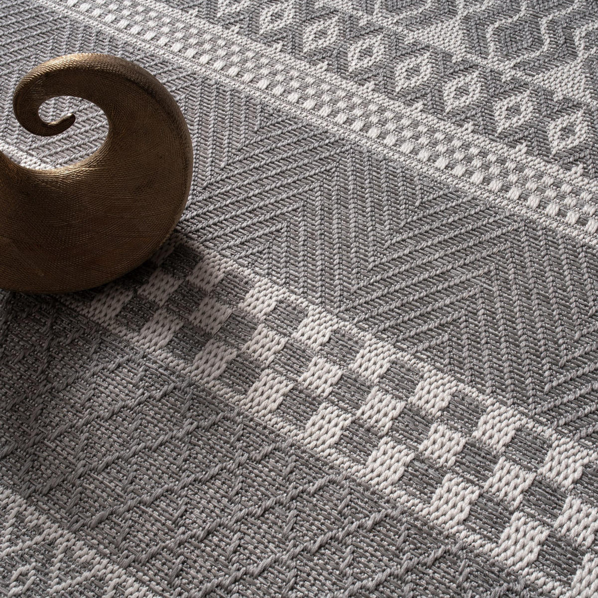 TEPPICH Kurzflor Streifen Boho Wohnzimmer schmutzabweisend Grau Läufer 80x150 - Grau, Textil (80/150cm) - KADIMA DESIGN
