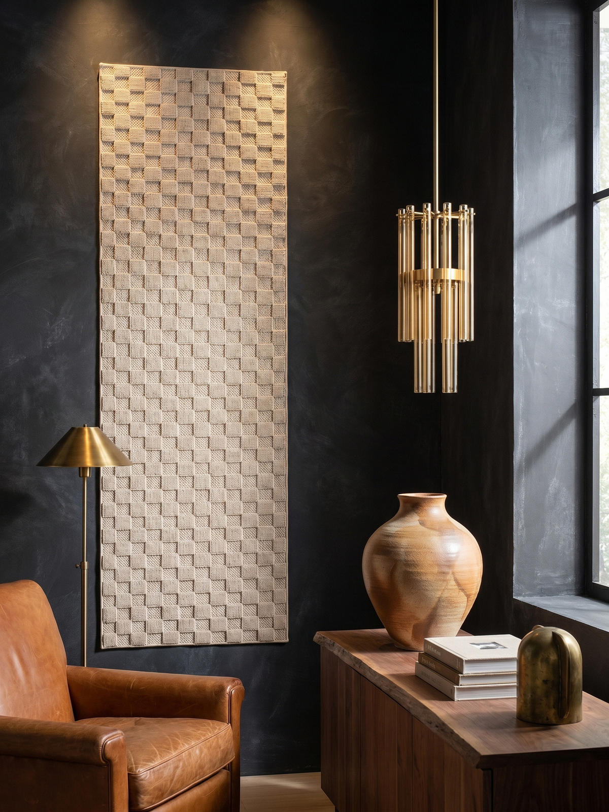 TEPPICH Flachgewebe LANGAU in Beige, mit Schachbrettmuster, 80 x 250 cm - Beige, Textil (80/250cm) - KADIMA DESIGN