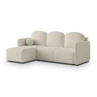 ECKSOFA SUVINO Creme Boucle-Stoff mit Schlaffunktion - Creme, Holz (230/143cm) - MASSENO