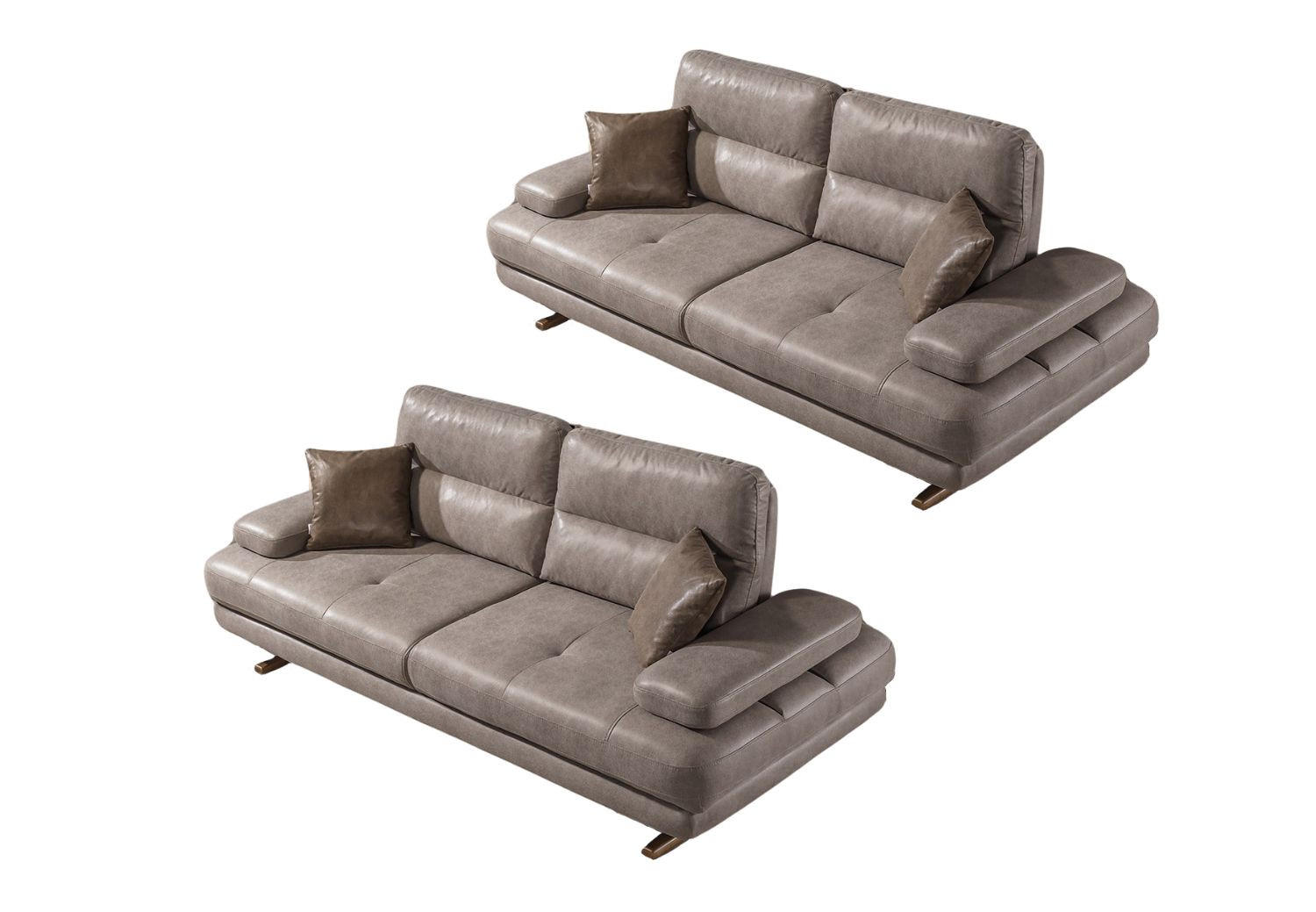 SITZGARNITUR Energy Grau-Seidengrau Stellvariante:3+3 - Braun, Holz (235/90/105cm) - Villa Möbel