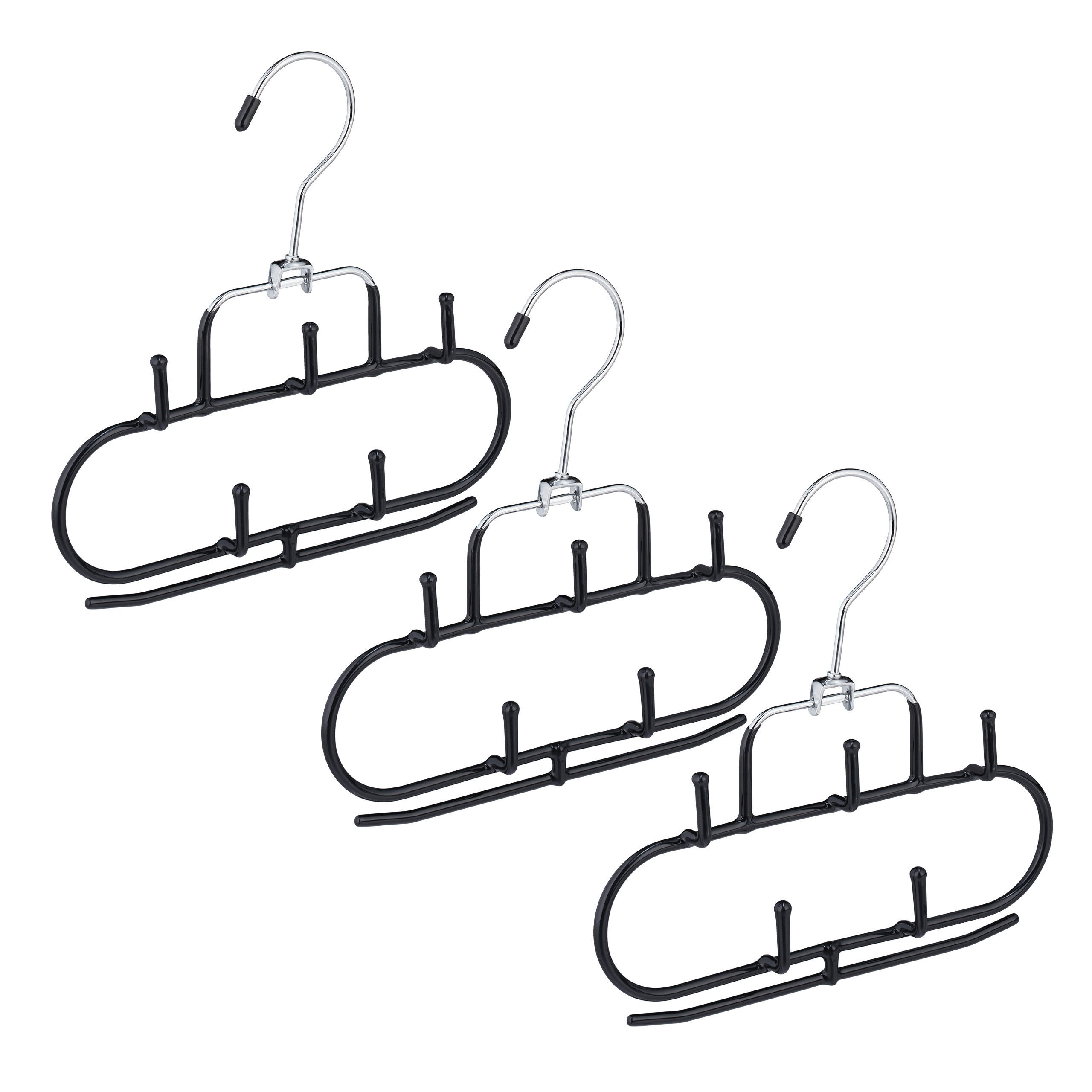 3XDRŽIAK na opasky - čierna, kov/plast (20/20/2cm) - Relaxdays