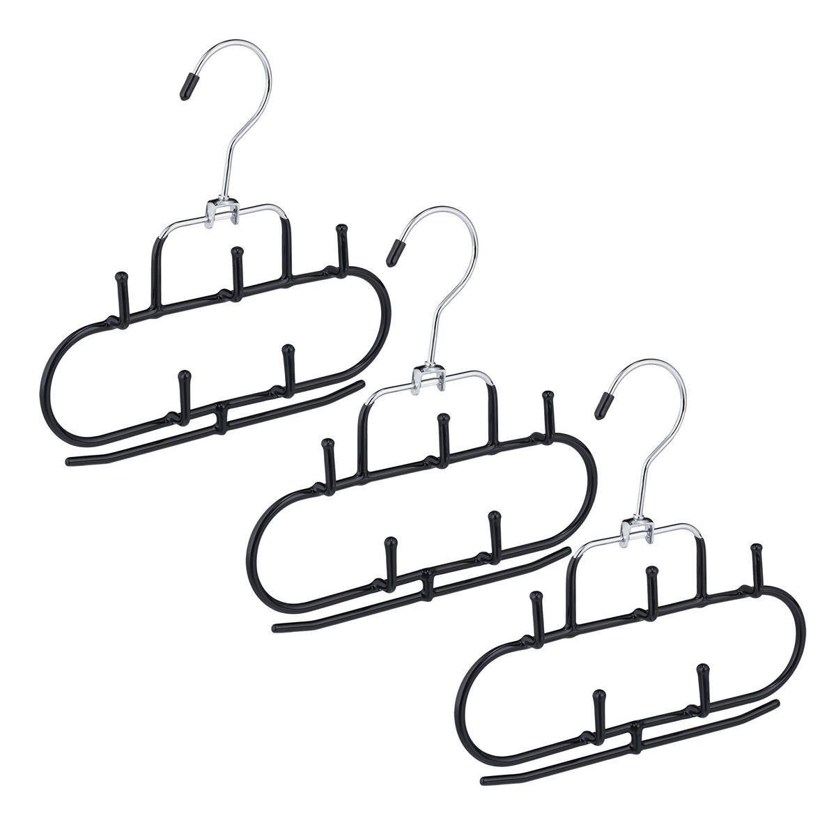 3XDRŽIAK na opasky - čierna, kov/plast (20/20/2cm) - Relaxdays