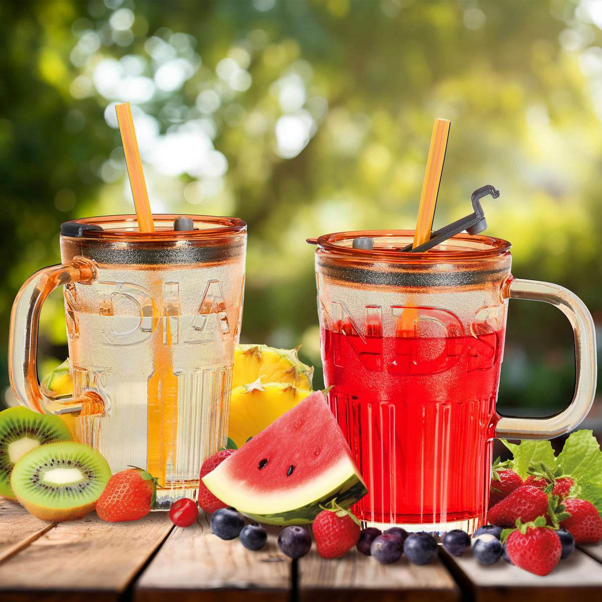 2XTRINKGLÄSER - Hellbraun, Glas/Kunststoff (0.45L) - Relaxdays