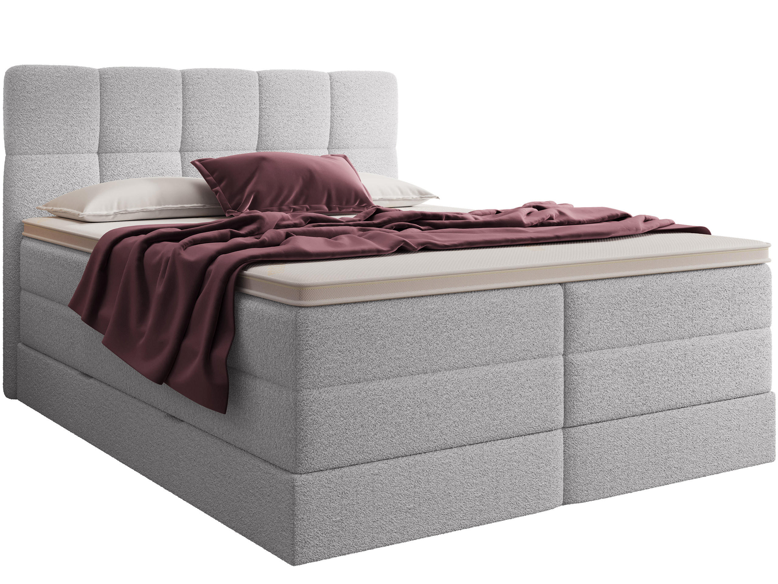 BOXSPRINGBETT Madison 1 hellgrau 160/200 H3/H4 Boucle - Hellgrau, Textil (160/200cm) - wonello