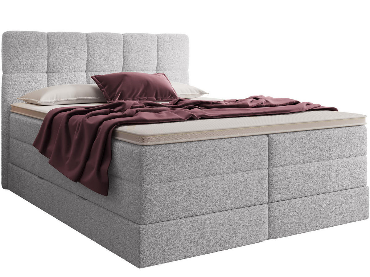 BOXSPRINGBETT Madison 1 hellgrau 160/200 H3/H4 Boucle - Hellgrau, Textil (160/200cm) - wonello