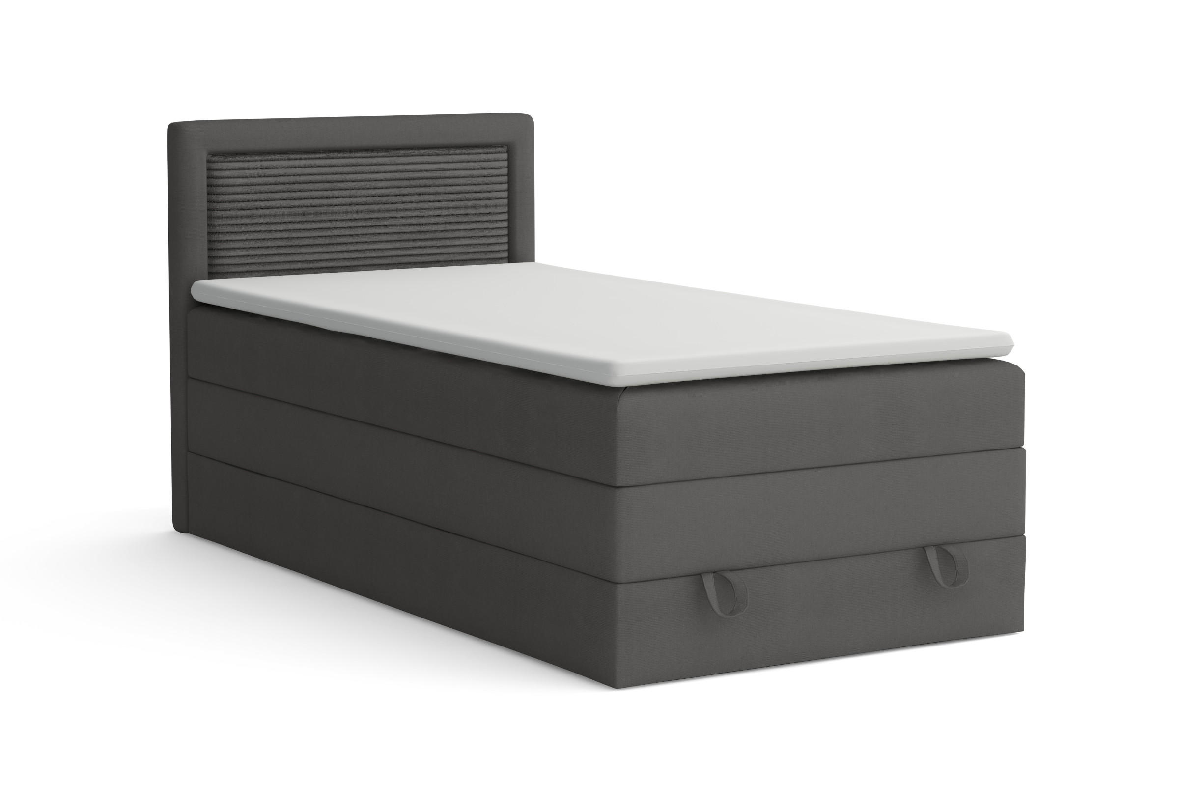 BOXBETT NORA 90/200 in Velours Anthrazit - Anthrazit, Holz/Holzwerkstoff (90/200cm) - Deine Möbel 24