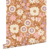 TAPETE Retro Blumen 50 x 900 cm - Orange, Papier (50/0.1cm) - ESTAhome