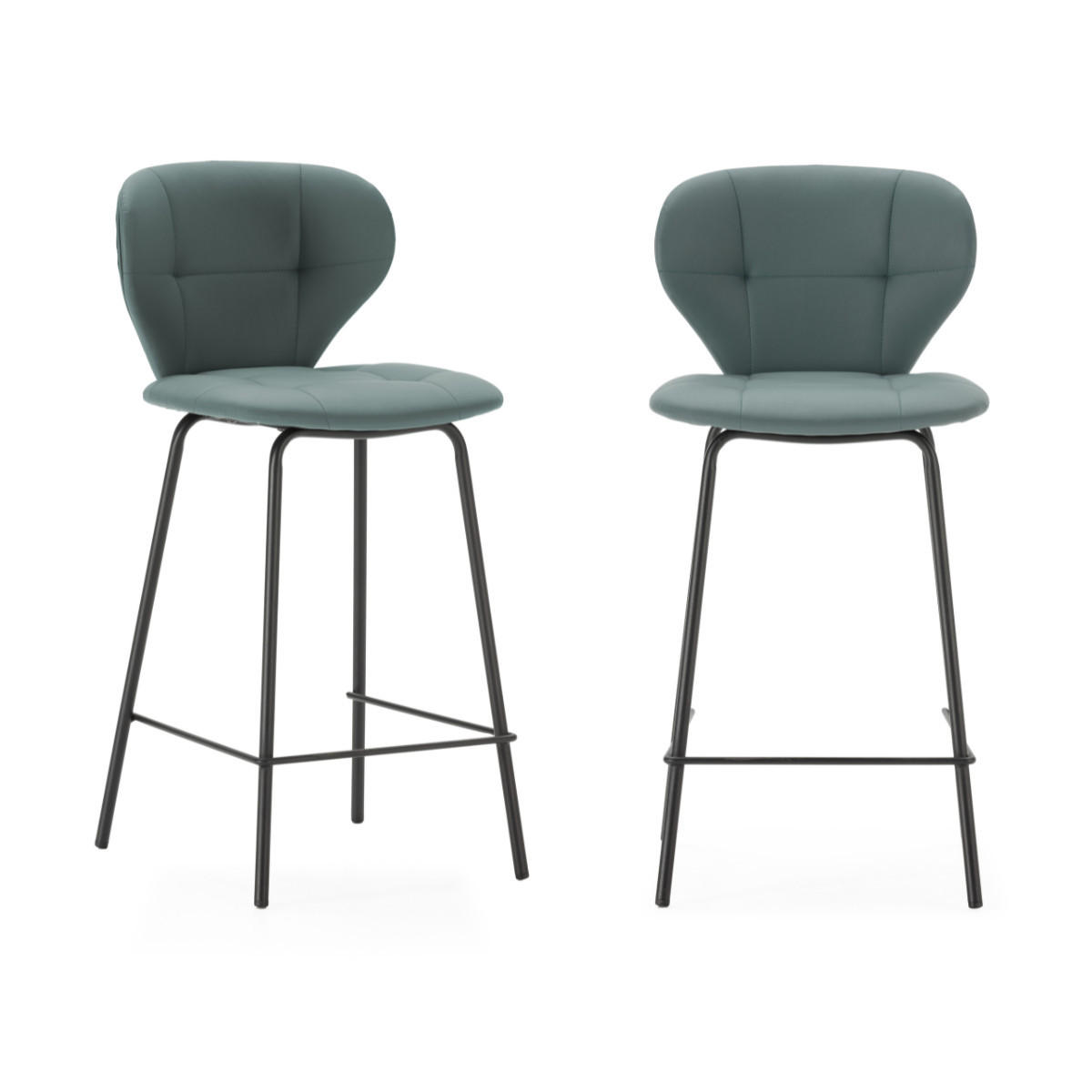 HOCKERN (Set aus 2) mit schwarzen metallbeinen - maura 45/52/67 cm - Grün, Kunststoff (52/67/45cm) - Calicosy