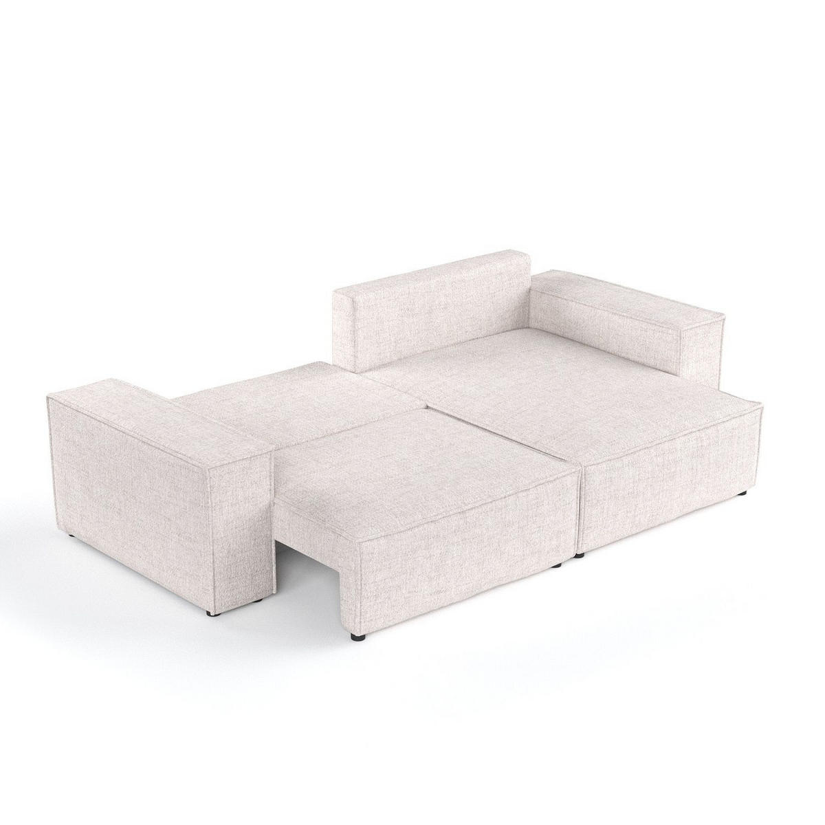 ECKSOFA CAVO mit Schlaffunktion Hellbeige im Neve Stoff - Sandfarben/Schwarz, Holz/Holzwerkstoff (255/148cm) - AltaBeds