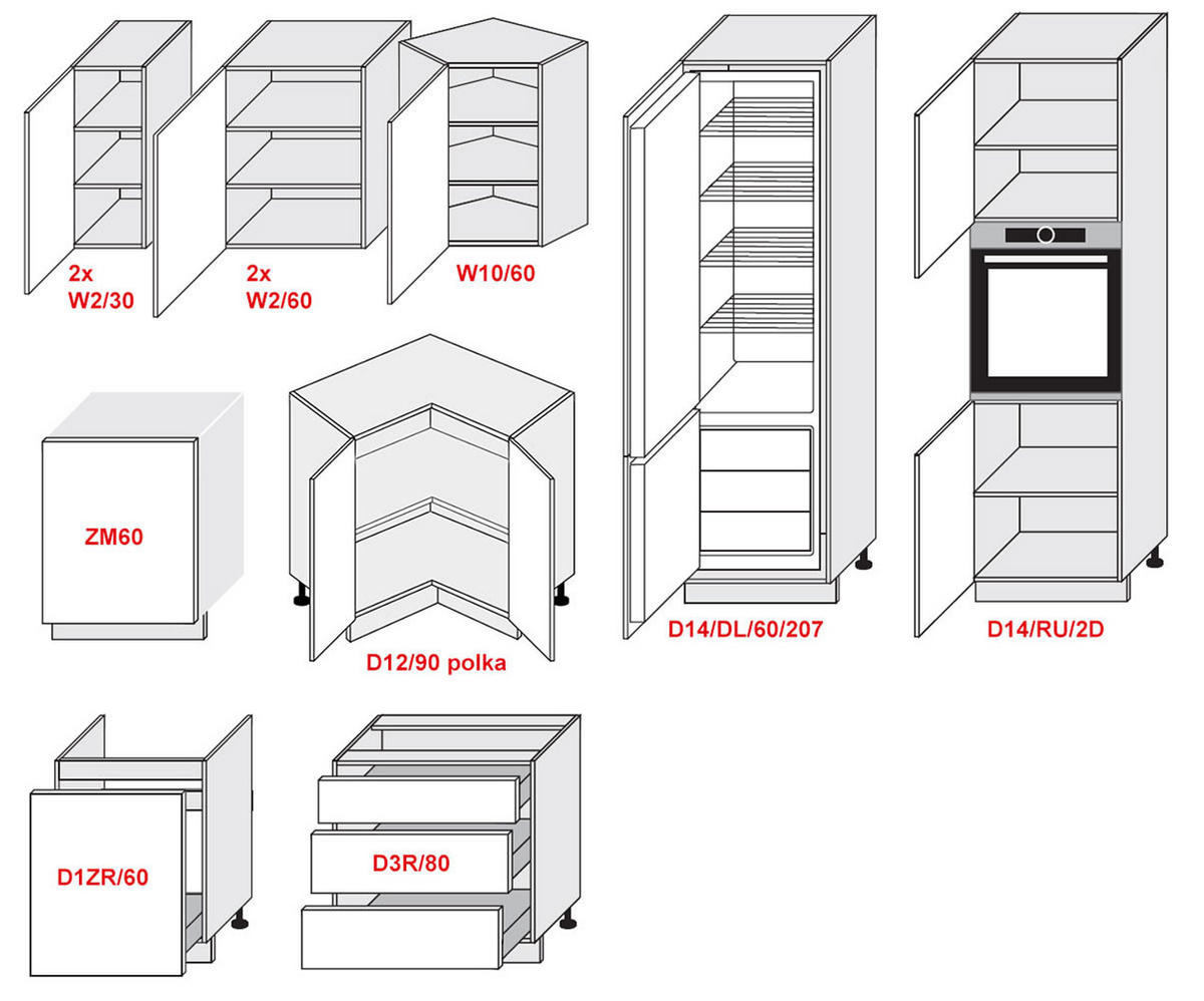 WINKELKÜCHE Kvantum weiß matt, Arbeitsplatte Eiche Sonoma 270 / 230 / 207cm 11-teilig - Weiß/Braun, Holzwerkstoff/Metall (270/207/230cm) - Feldmann-Wohnen