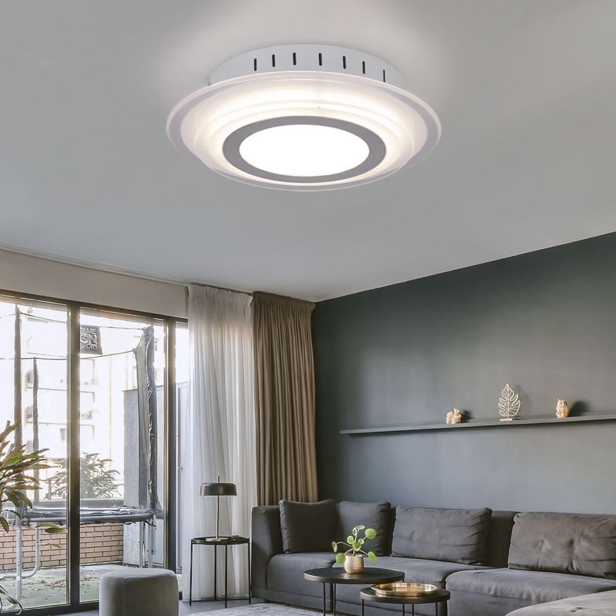 LED DECKENLEUCHTE Glas Silber rund 2er Set - Silberfarben, Glas (30/30/7.2cm)