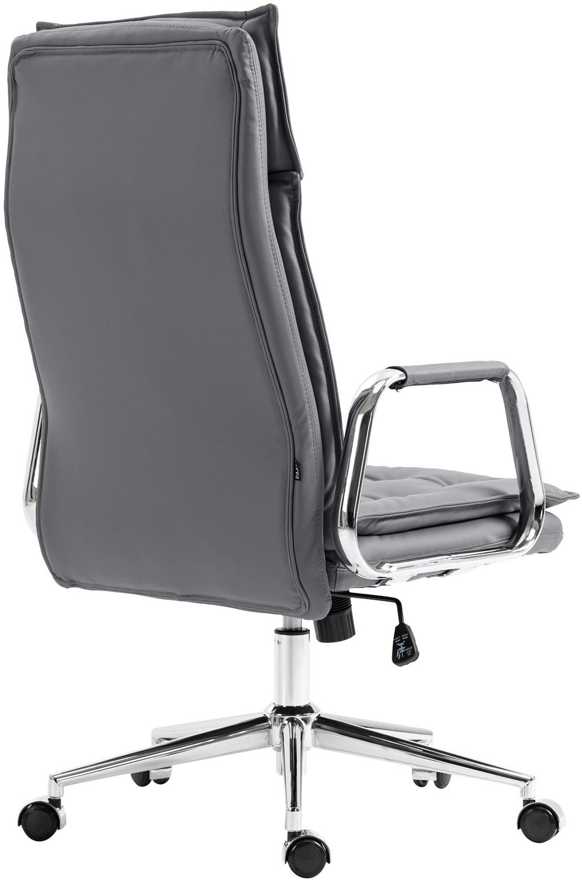 BÜROSTUHL Ronix Echtleder grau - Chromfarben/Grau, Leder/Metall (60/120/65cm) - TPFLiving