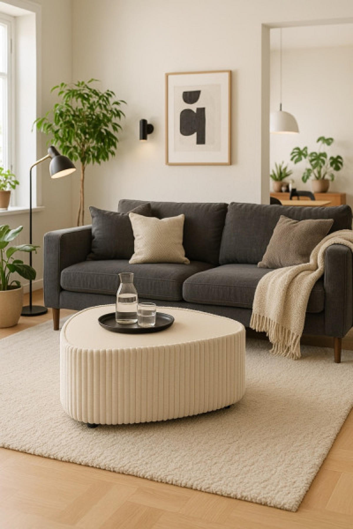 COUCHTISCH Ecru MIJA Gepolstert Tilia - Ecru, Holzwerkstoff (96/96/42cm) - Sepro Meble