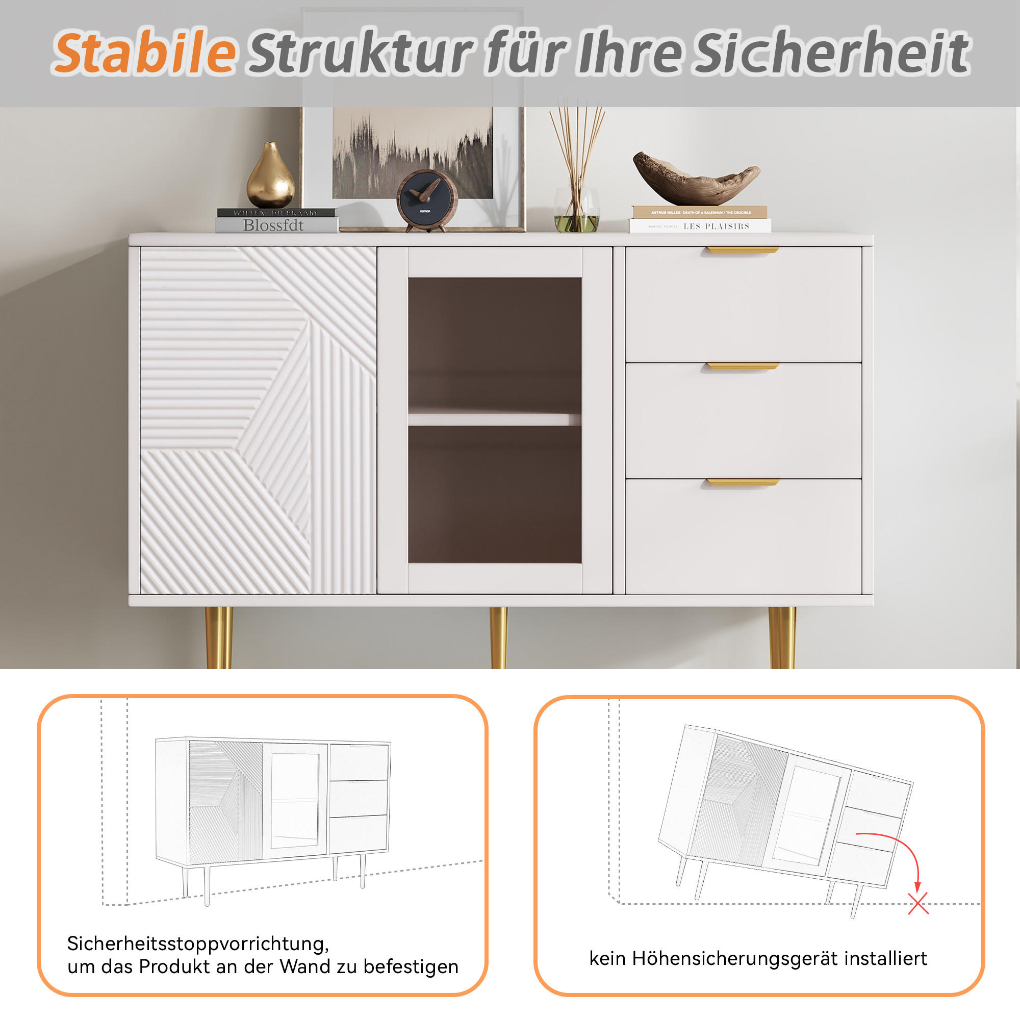 SIDEBOARD Weiß 120/38/79.5 cm - Weiß, Holzwerkstoff (120/79.5/38cm) - Urban Meuble