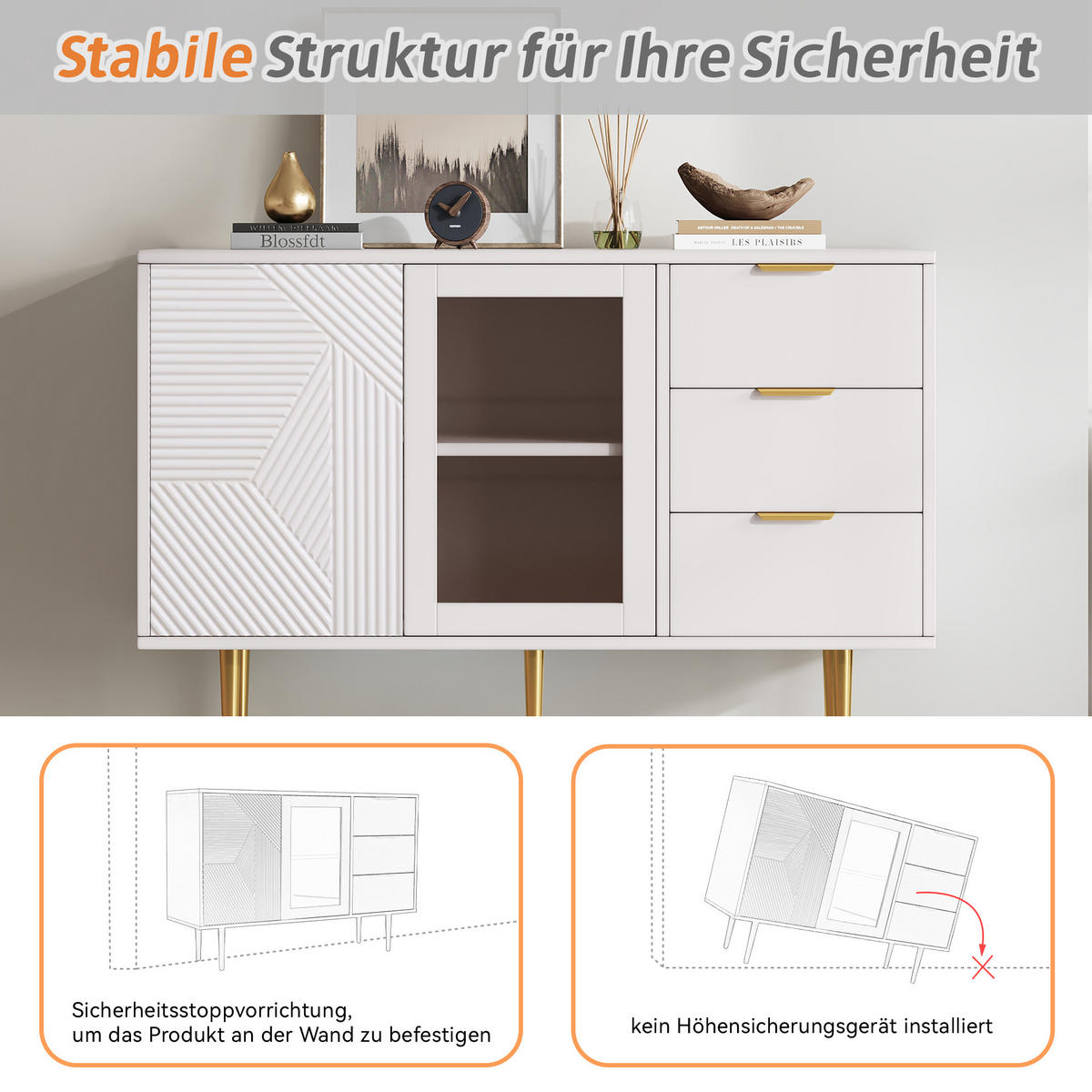 SIDEBOARD Weiß 120/38/79.5 cm - Weiß, Holzwerkstoff (120/79.5/38cm) - Urban Meuble