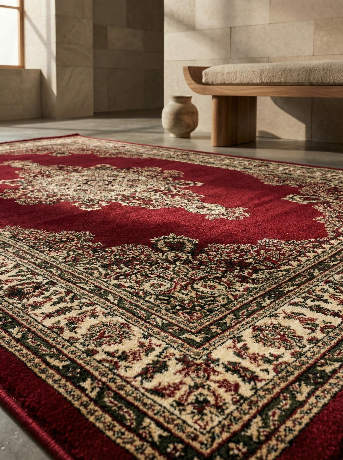 TEPPICH Orient Kurzflor Medaillon Polypropylen Wohnzimmer Rot Rechteckig 300x400 - Rot, Textil (300/400cm) - KADIMA DESIGN