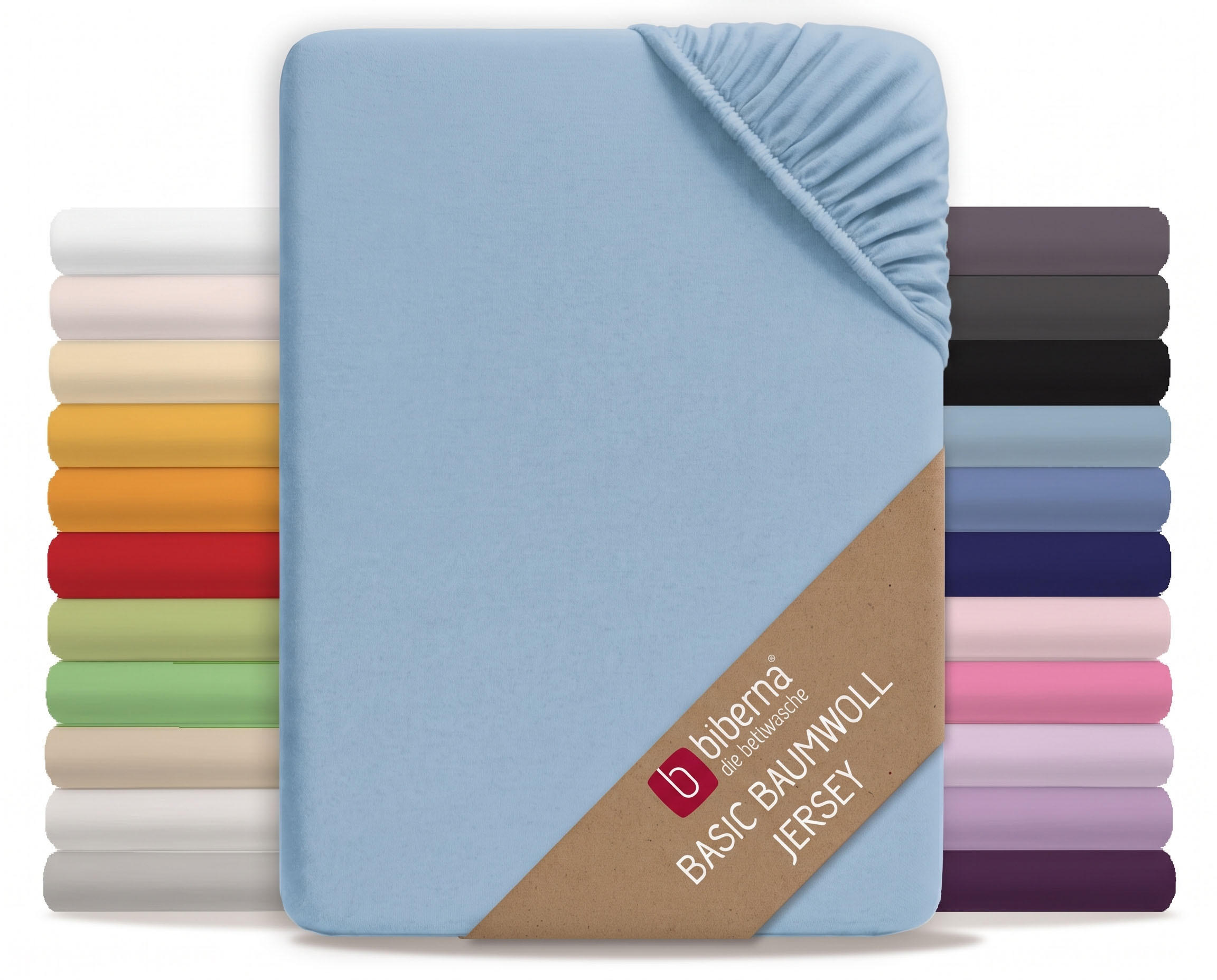 SPANNBETTTUCH Basic Jersey taubenblau, 140x200 cm - 160x200 cm - Blaugrau, Textil (160/200cm) - biberna