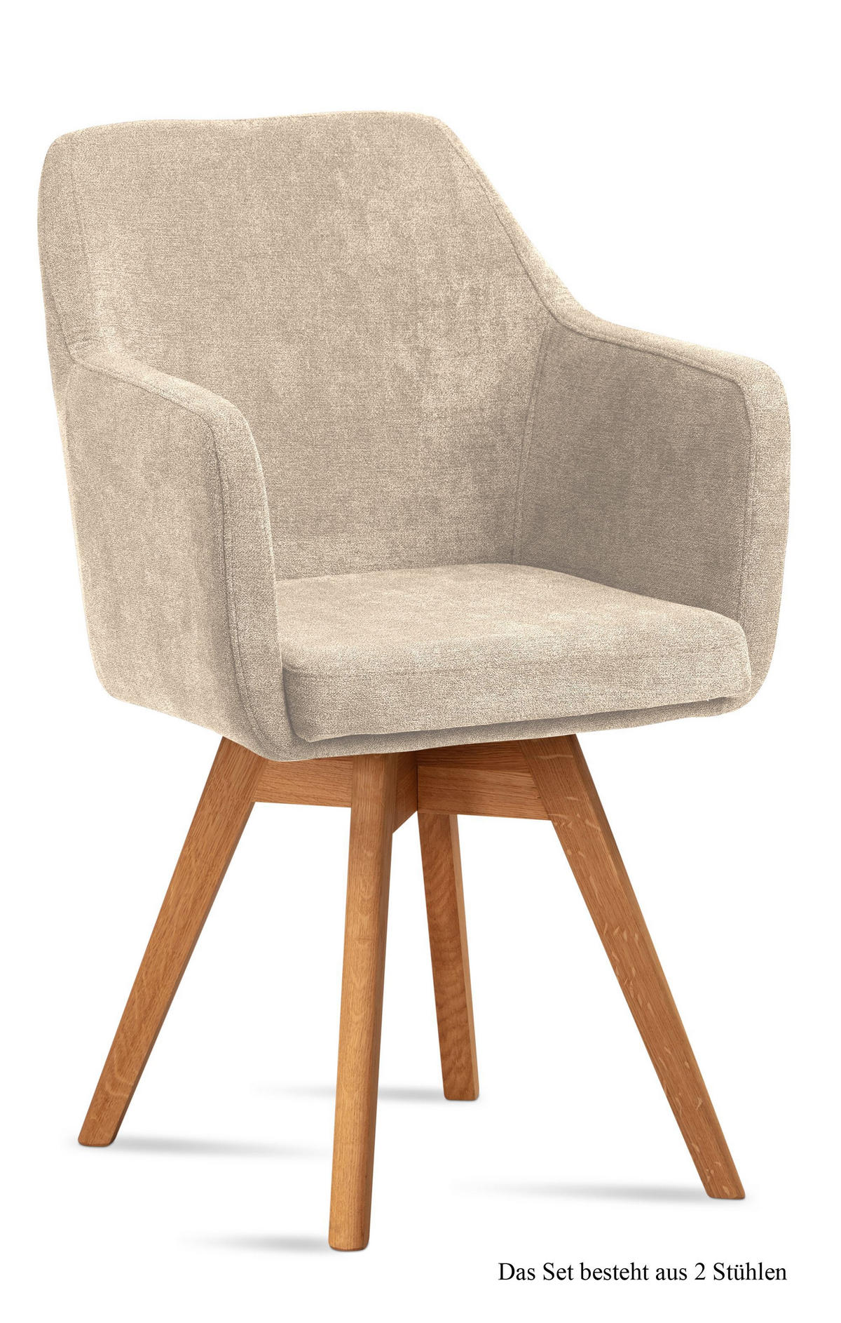 ARMLEHNSTUHL drehbar (2er-Set) Dorry 57x87x60 Eiche geölt/Natur - Eichefarben/Naturfarben, Kunststoff (60/87/57cm) - 58aufmkessel