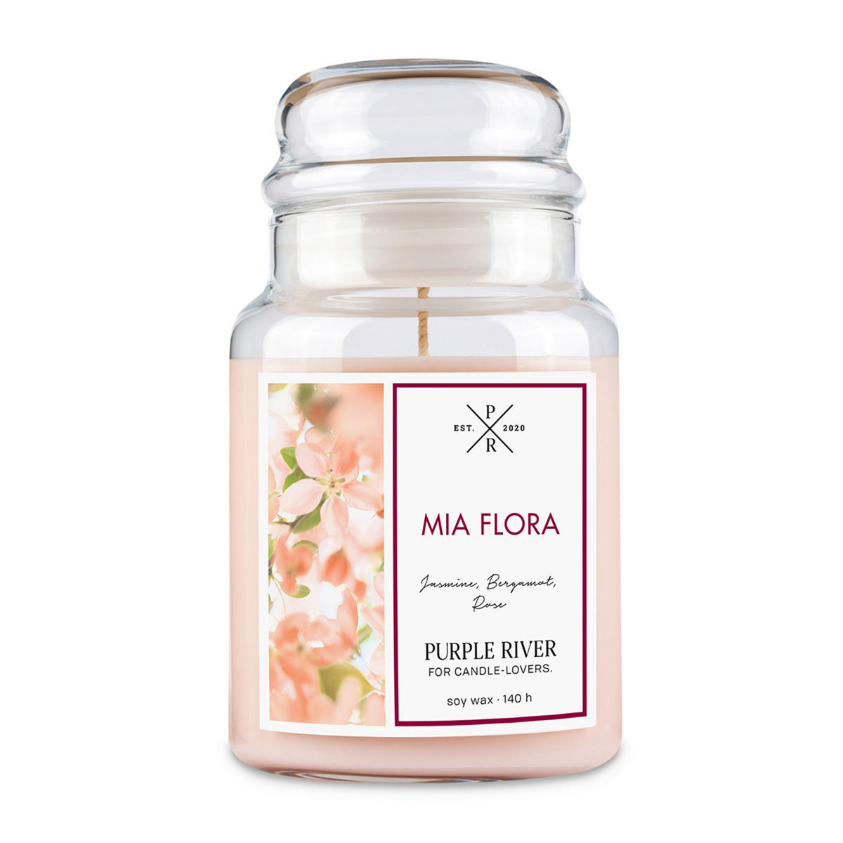 DUFTKERZE Purple River - Rosa, Naturmaterialien/Glas (18cm)