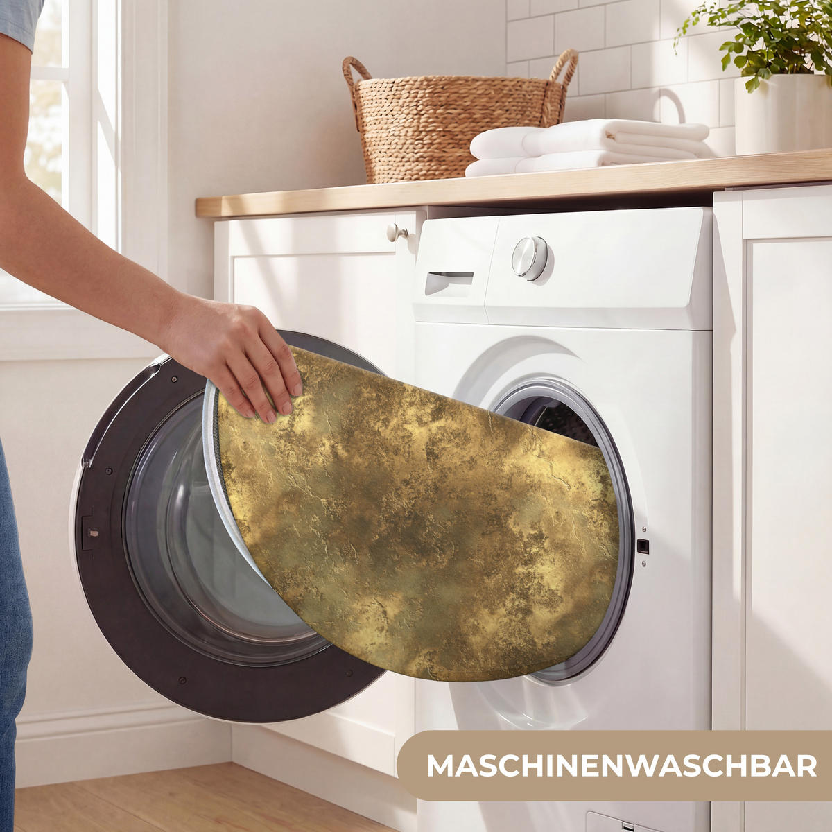 KÚPEĽŇOVÁ PREDLOŽKA Starožitný - metalický vzhľad - zlatý 70x70 cm - zlatá, textil/plast (70/70cm) - OnlyWow