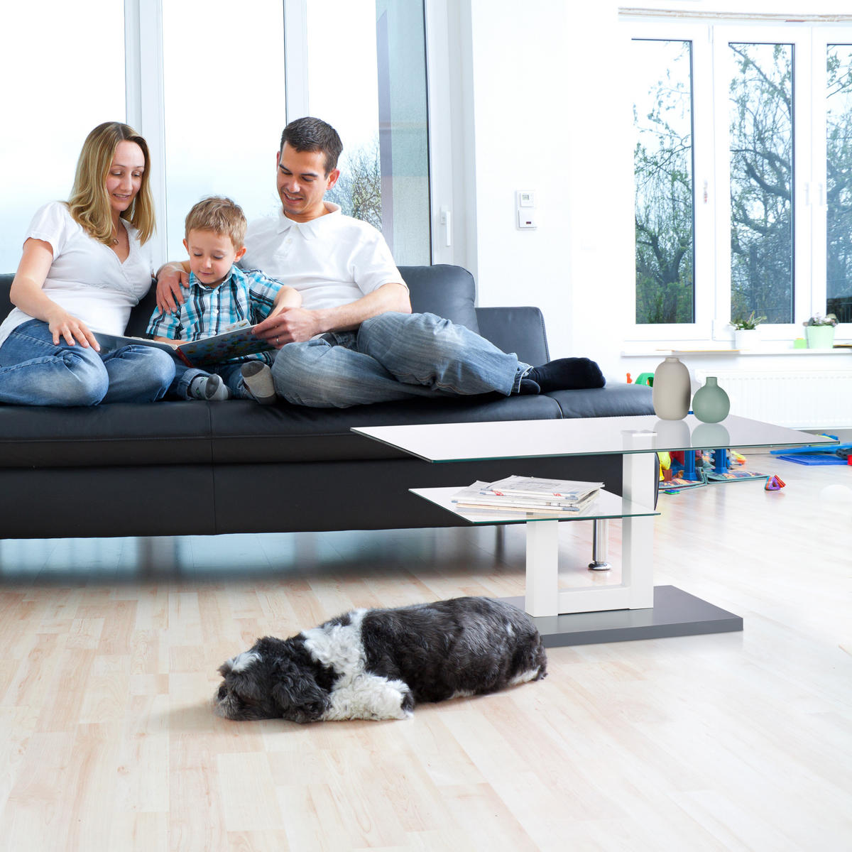 COUCHTISCH - Multicolor, Glas/Holzwerkstoff (60/100/45cm) - Relaxdays