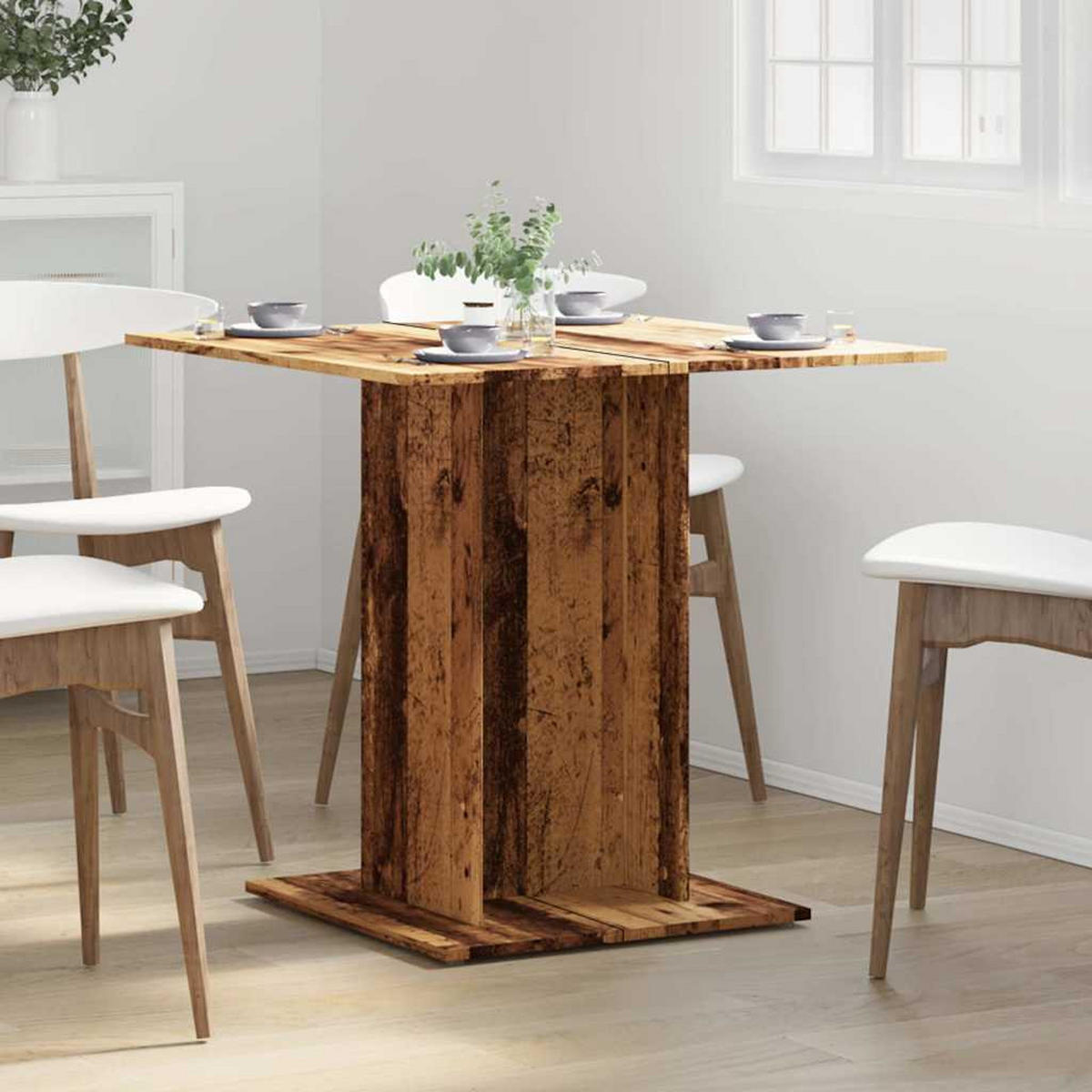 ESSTISCH Altholz-Optik 80/80/75 Cm Holzwerkstoff - Dunkelbraun, Holzwerkstoff (80/80/75cm) - vidaXL
