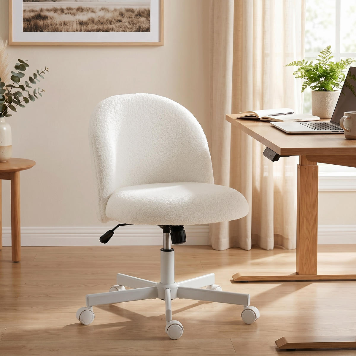 BÜROSTUHL Creme 57.0/50.0/83.0 cm - Creme, Textil (50/83/57cm)