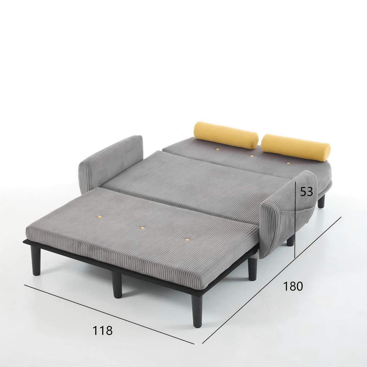 SCHLAFSOFA 133,5/77/85 cm Grau Cord mit Stauraum - Grau, Textil (77/85/133.5cm) - Oxeza