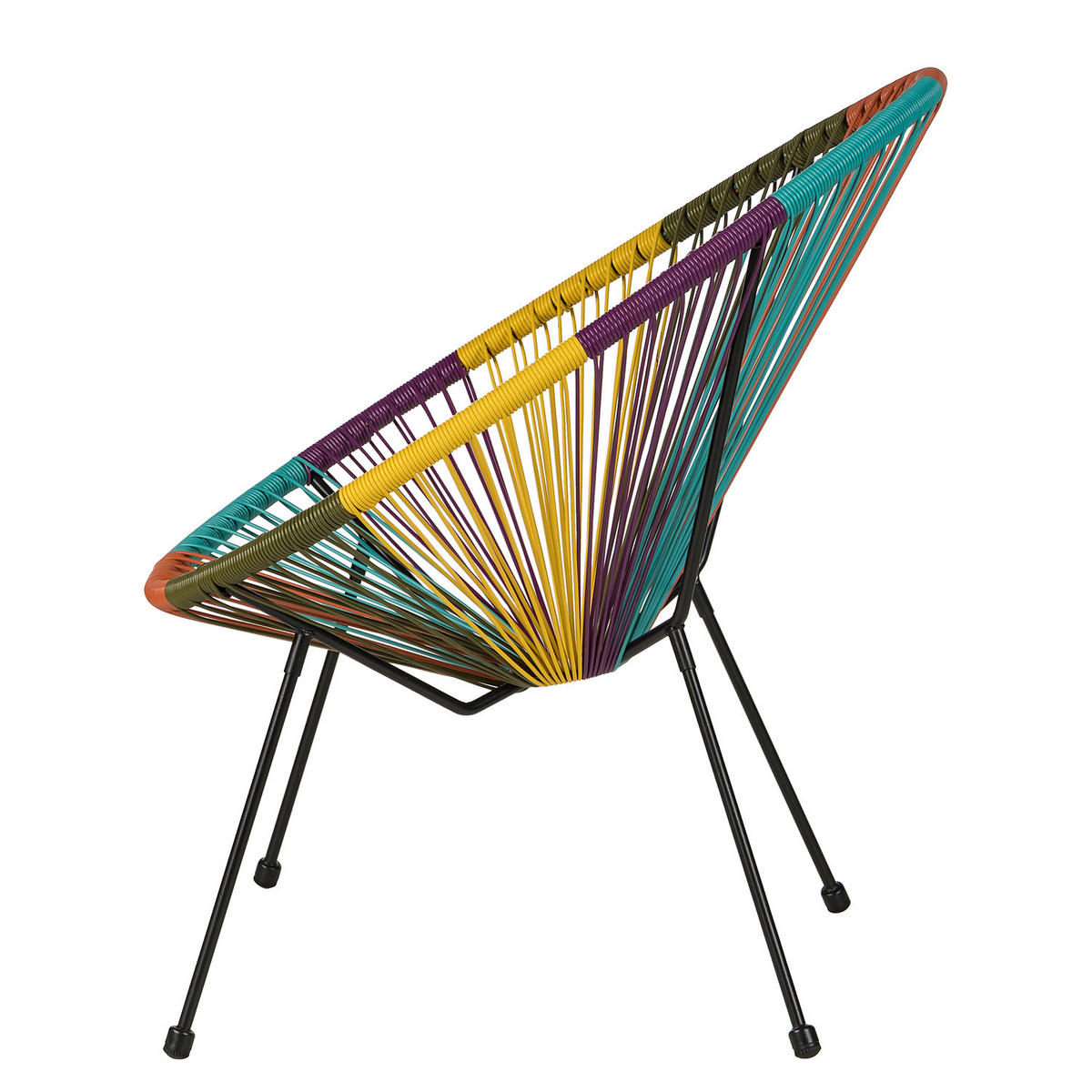 SITZGRUPPE - Stahl / Polyrattan - 3-teilig - Multicolor, Naturmaterialien/Glas - home24