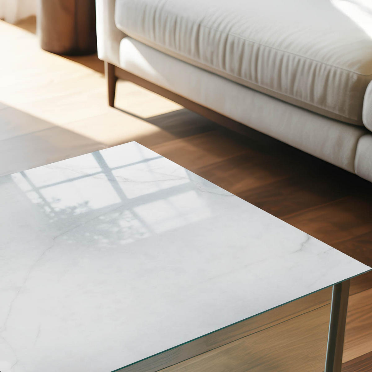 GLASPLATTE 80x60 cm – Weißer Marmor - Gelb, Glas (0.4/80/60cm) - ArtPrintCave
