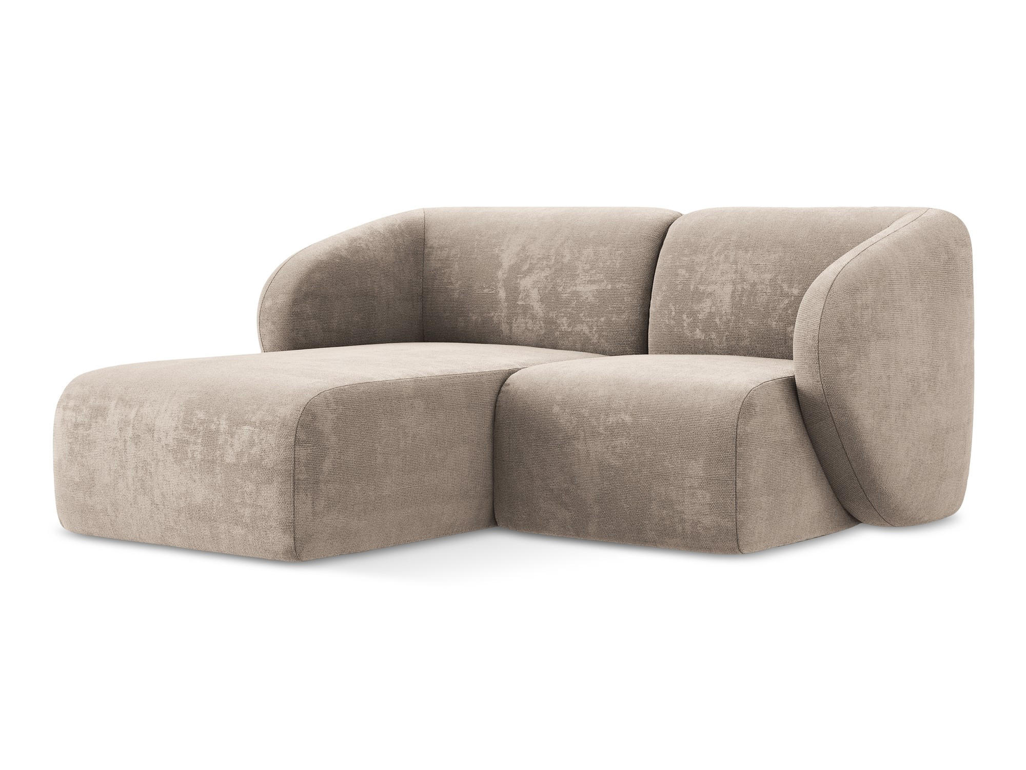 ECKSOFA Links Chenille Stoff Beige - Schwarz/Cappuccino, Holzwerkstoff/Kunststoff (178/166cm) - Makamii